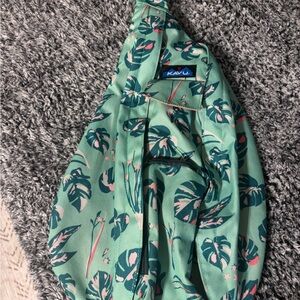 Kavu Mint Green Tropical Leaf Sling Bag